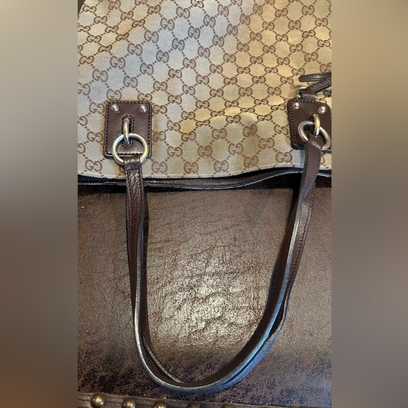 Auth Gucci GG Canvas Tote Shoulder Bag Brown/Goldtone Canvas/Leather - Picture 14 of 17